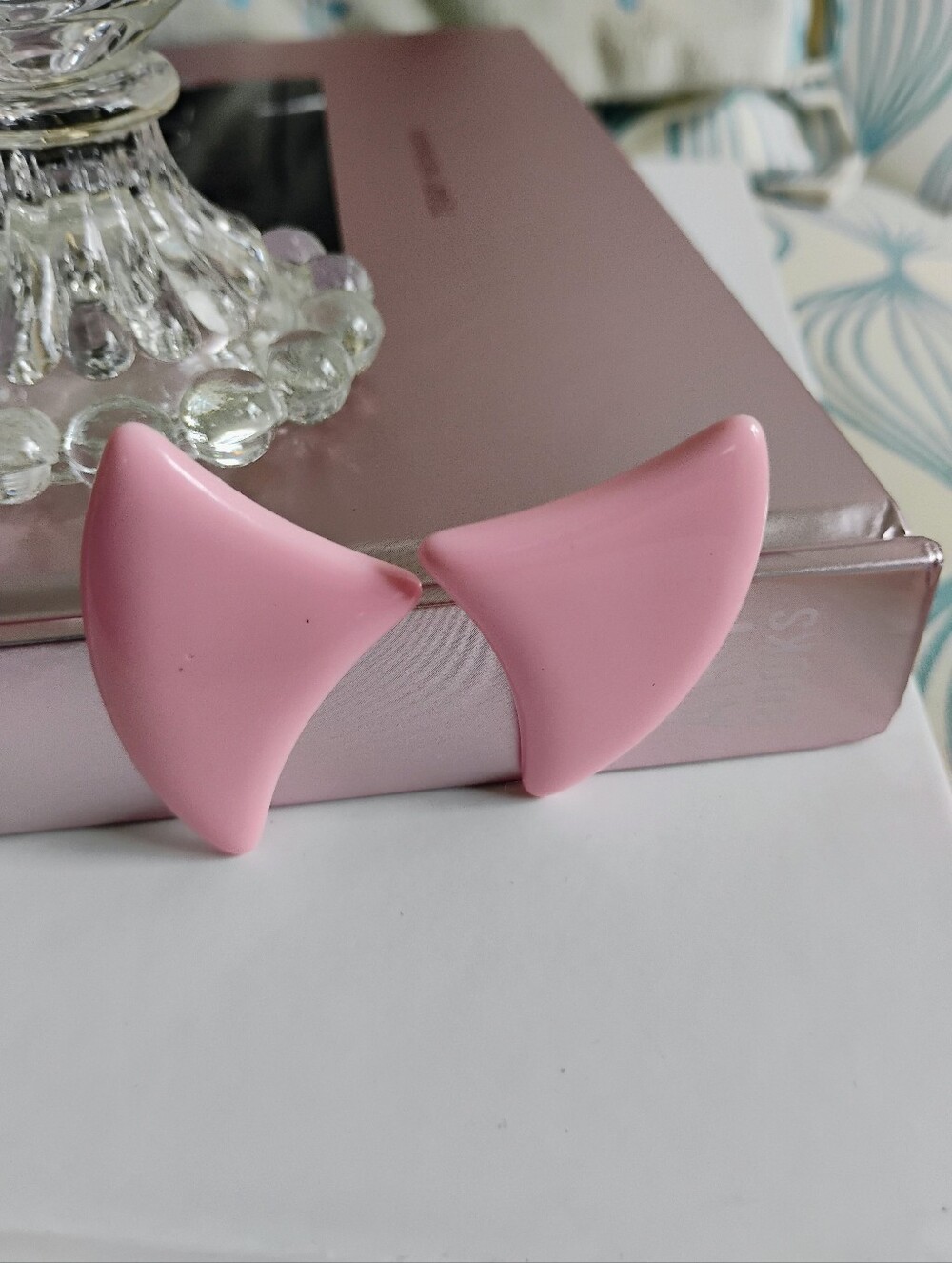 Vintage, Girly Pink Bold Earrings, Pierced, 80s